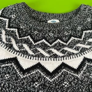 S OLD NAVY Nordic Scandinavian pattern Heather yarn Knit Sweater cotton blend